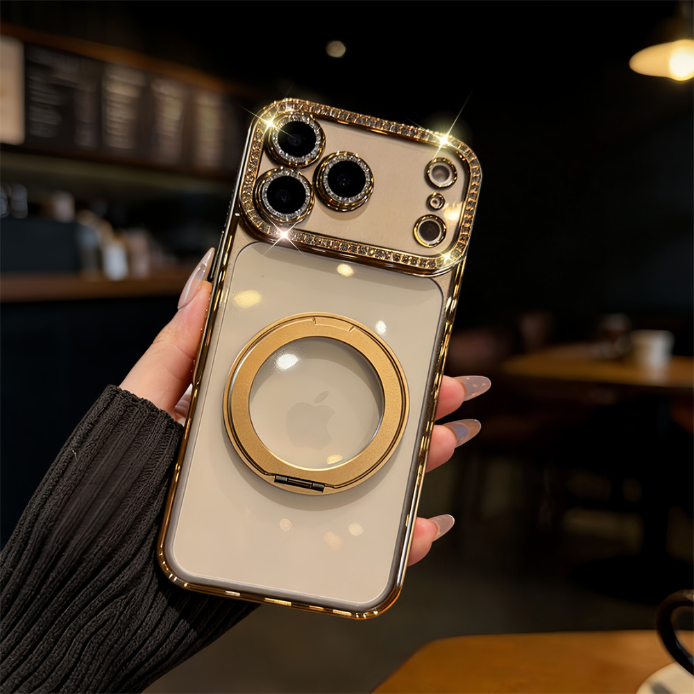 Ốp điện thoại khung từ tính rỗng kim cương Flash cho iPhone 17 Pro Max 16 11 12 13 14 15 pro max Bao gồm tất cả bảo vệ ống kính máy ảnh vỏ mềm Vỏ bảo vệ vỏ điện thoại