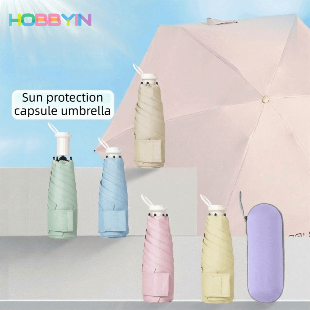 Ô dù đi mưa bỏ túi HOBBYIN, Dù bỏ túi siêu nhẹ bảo vệ tia cực tím, gấp di động chống gió sử dụng kép ô chống nắng mùa hè