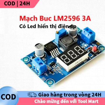[COD]Mạch hạ áp LM2596S DC-DC có LED hiển thị, điều chỉnh điện áp 4-40V xuống 1.25-37V, dòng ra 3A ổn định