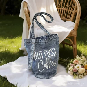 Túi Denim phiên bản Hàn Quốc Túi đeo vai chữ đơn giản