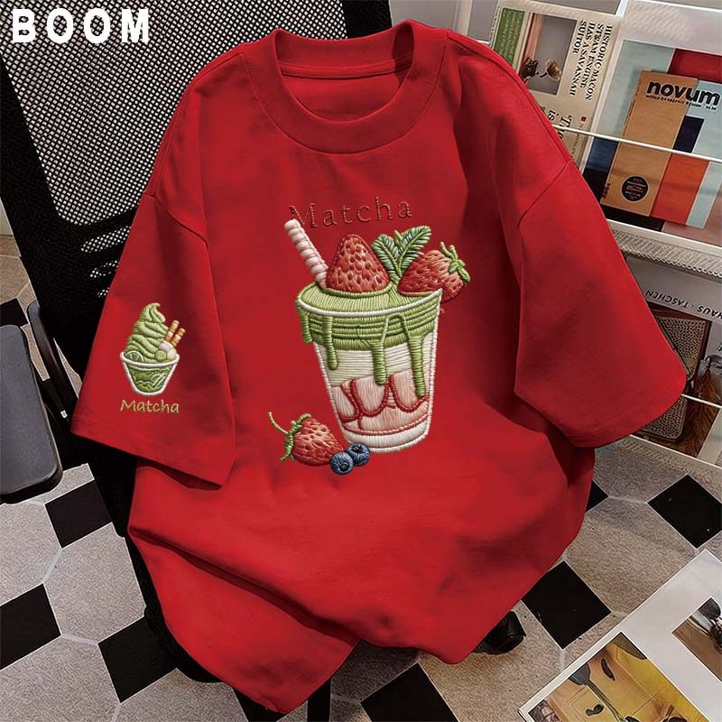 Áo thun chữ thêu nữ kiểu hàn quốc form rộng tay lỡ cổ tròn cotton mát - hè hot trend in cách dễ thương- Local brand #21