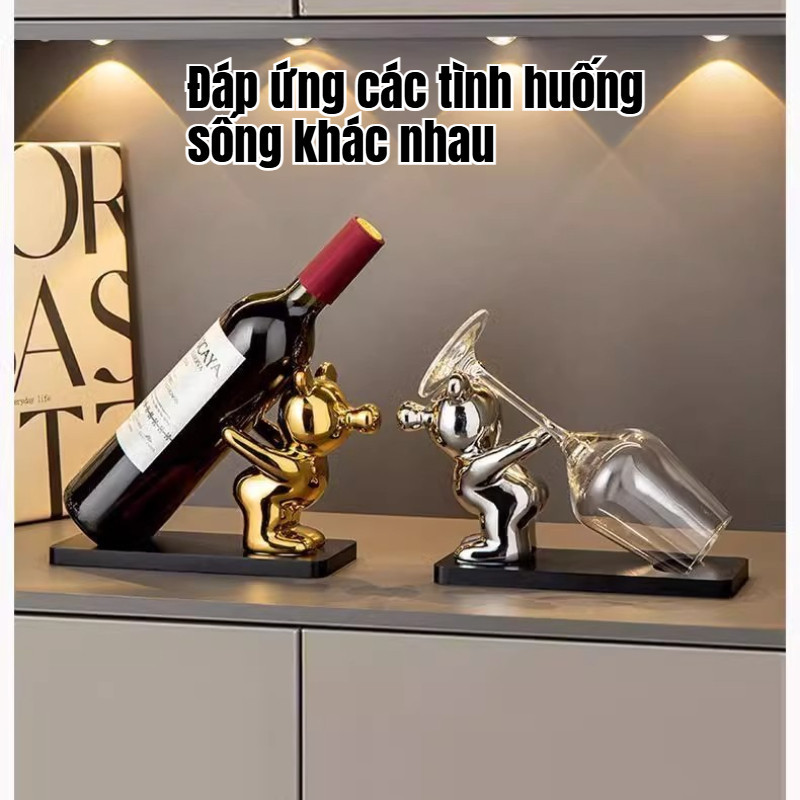 Giá Đỡ Rượu Gấu Bearbrick – Tượng Decor Bàn Học, Phòng Khách, Trang Trí Nhà Cửa, Quà Tặng Phong Cách Nhẹ Sang Trọng