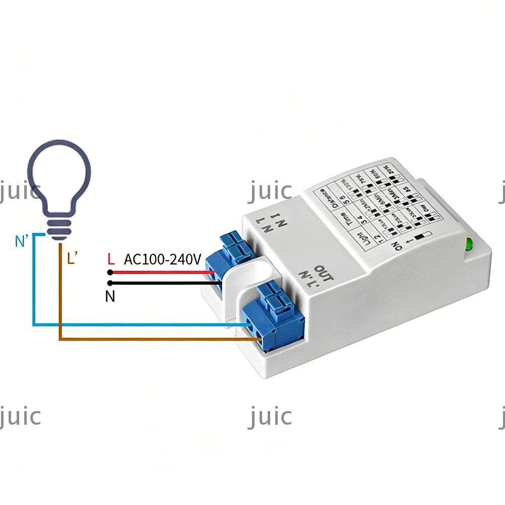 Cảm biến vi sóng JUIC, Radar vi sóng phát hiện chuyển động 220V, Dễ dàng cài đặt Công tắc cảm biến tự động 5,8 GHz có thể điều chỉnh Điều khiển ánh sáng