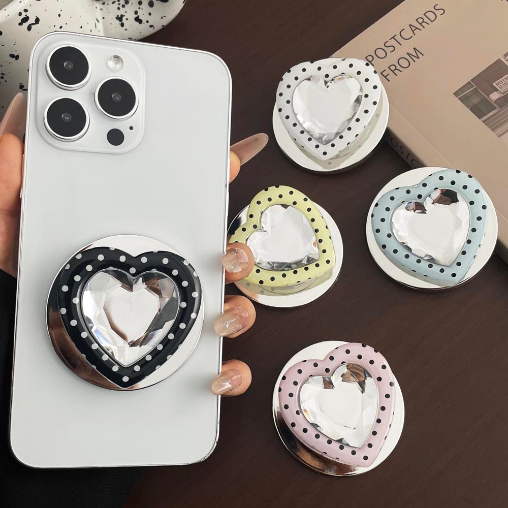 Popsocket Chấm Bi Họa Tiết Trái Tim Nam Châm Có Thể Gập Lại Giá Đỡ Điện Thoại Nam Châm