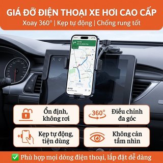 Giá Đỡ Điện Thoại Ô Tô Xoay 360 Chống Trượt Silicon Chống Sốc Dễ Dàng Lắp Đặt Xe Dash Mount