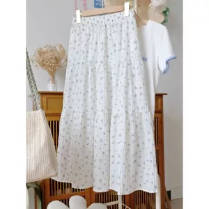 Váy bánh voan hoa hồng mùa hè phong cách Hàn Quốc