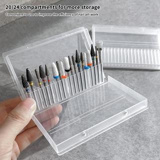 [hatheaven] Hộp lưu trữ mũi khoan móng tay 20 / 24 lỗ Giá đỡ đầu mài móng tay Giá đỡ màn hình Bộ làm sạch Máy cắt chống bụi Dụng cụ làm móng tay Đẹp