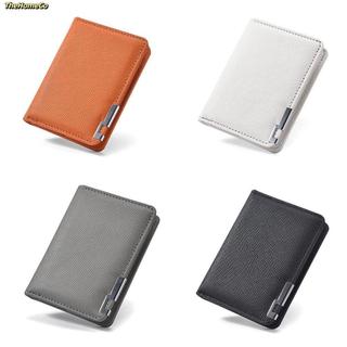 [Vận chuyển nhanh] Ví nam THEHOMECO Retro, Ví đựng tiền xu màu cam đen xám trắng siêu mỏng, Hộp đựng thẻ ID hai lần bằng da PU tối giản dành cho nam nữ