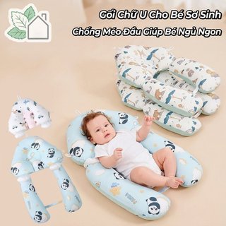 Gối hình chữ U cho bé Bông mềm có thể giặt được Chống phẳng Đầu ngủ cho trẻ sơ sinh Hỗ trợ cổ