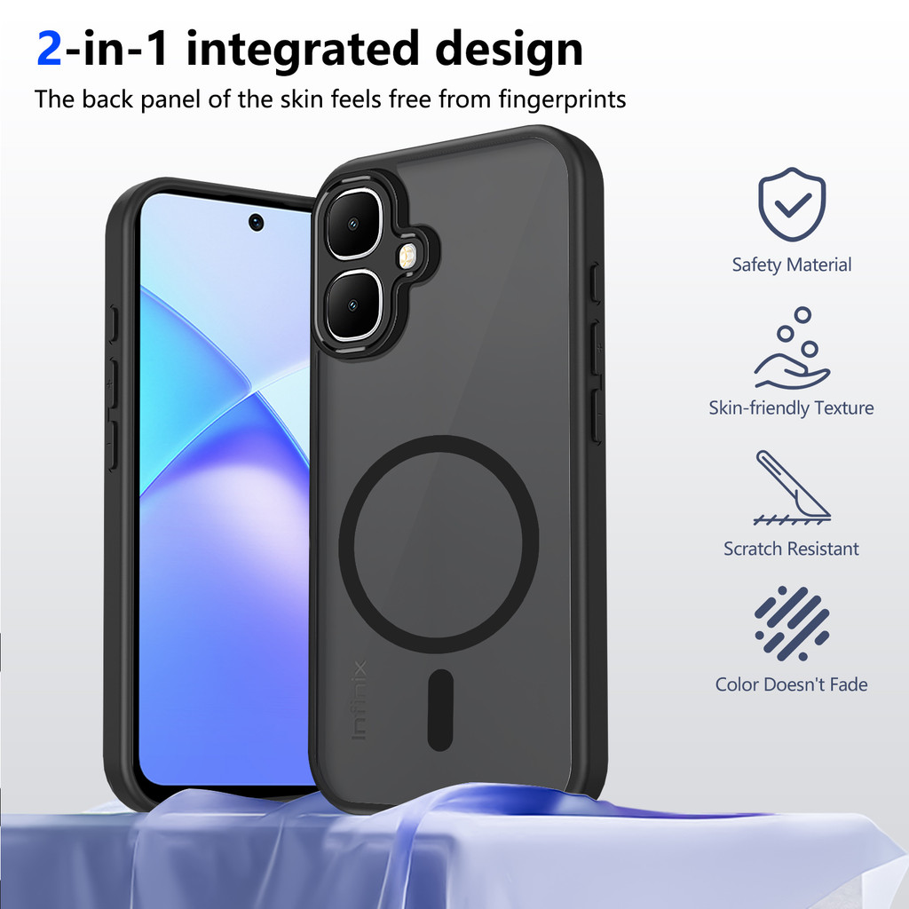 Ốp lưng Infinix Smart 10 Vỏ thu hút từ tính màu đen mờ cho vỏ điện thoại Infinix Smart 10