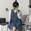 Đầm Denim nữ Xuân Thu Phong cách mới Phong cách Hồng Kông Thiết kế sang trọng Váy Niche Váy chữ A không tay
