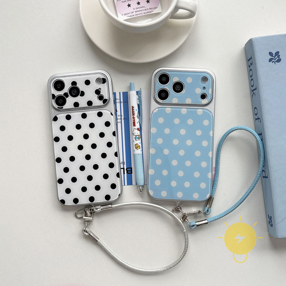 Phone Case For iPhone 17 Pro Max 16 15 14 13 Acrylic TPU Colorful Polka Dot Strap Aesthetic Korean Cute