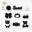 Noir Sweet Bear Charm Set Đen Trắng Cao Cấp Phong Cách Hàn Quốc Gắn Dép Crocs Trang Trí Siêu dễ thương