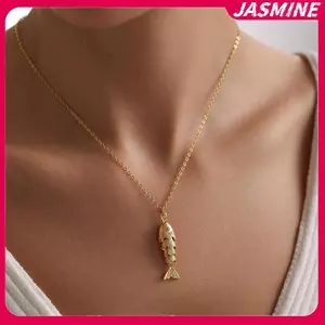 JASMINE Mới Retro Cá Koi Cá Thời Trang Cá Tính Ánh Sáng Sang Trọng Thép Không Gỉ Mặt Dây Chuyền Nelace Cho Nữ Choker Phụ Kiện Unisex Đảng Quà Tặng JASMINE