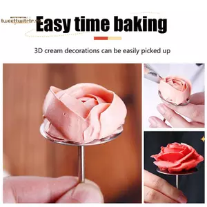 TRTR 2 Chiếc Ống Thép Không Gỉ Đầu Móng Tay Bánh Quy Hoa Trang Trí Kim Chân Đế Kem Chuyển Khay Nướng Bánh Ngọt Dụng Cụ VN