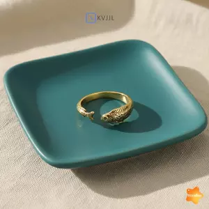 Niche Đơn Giản Hình Cá Nhẫn Đau Khổ Vàng Vintage Nhẫn Có Thể Điều Chỉnh Hợp Kim Bạc Retro Mở Nhẫn Unisex Mới
