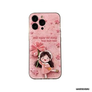 Ốp Điện Thoại Bốn Lá Cỏ Ba Lá Hồng Họa Tiết Cô Gái Thích Hợp Cho iPhone 11promax 12promax 11 12 13 14 Pro Max 15promax 15 16 17 Pro Max xr xs 12pro 13pro Vỏ Linh Hoạt Chống Sốc