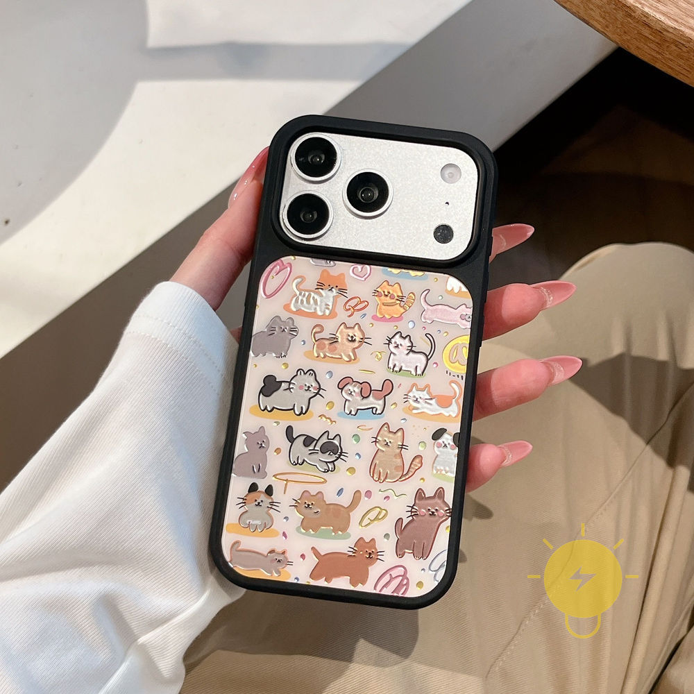 Phone Case For iPhone 17 Pro Max 16 15 14 13 TPU Cartoon Animal Gilding Aesthetic Korean Cute