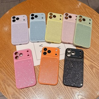 Phim Bảo Vệ Ống Kính Màu Kẹo Lấp Lánh Bột Ốp Lưng Điện Thoại iPhone 17Promax 17Pro 13 14 15 16 Pro Max Silicon Chống Sốc Nữ Vỏ Di Động
