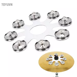 toyuvn Funien Hi Hat Tambourine Đính kèm Hiệu ứng tức thì Mở rộng âm thanh linh hoạt Cấu trúc chắc chắn với 8 cặp thép không gỉ leng keng cho mũ Crashes Rides Stacks