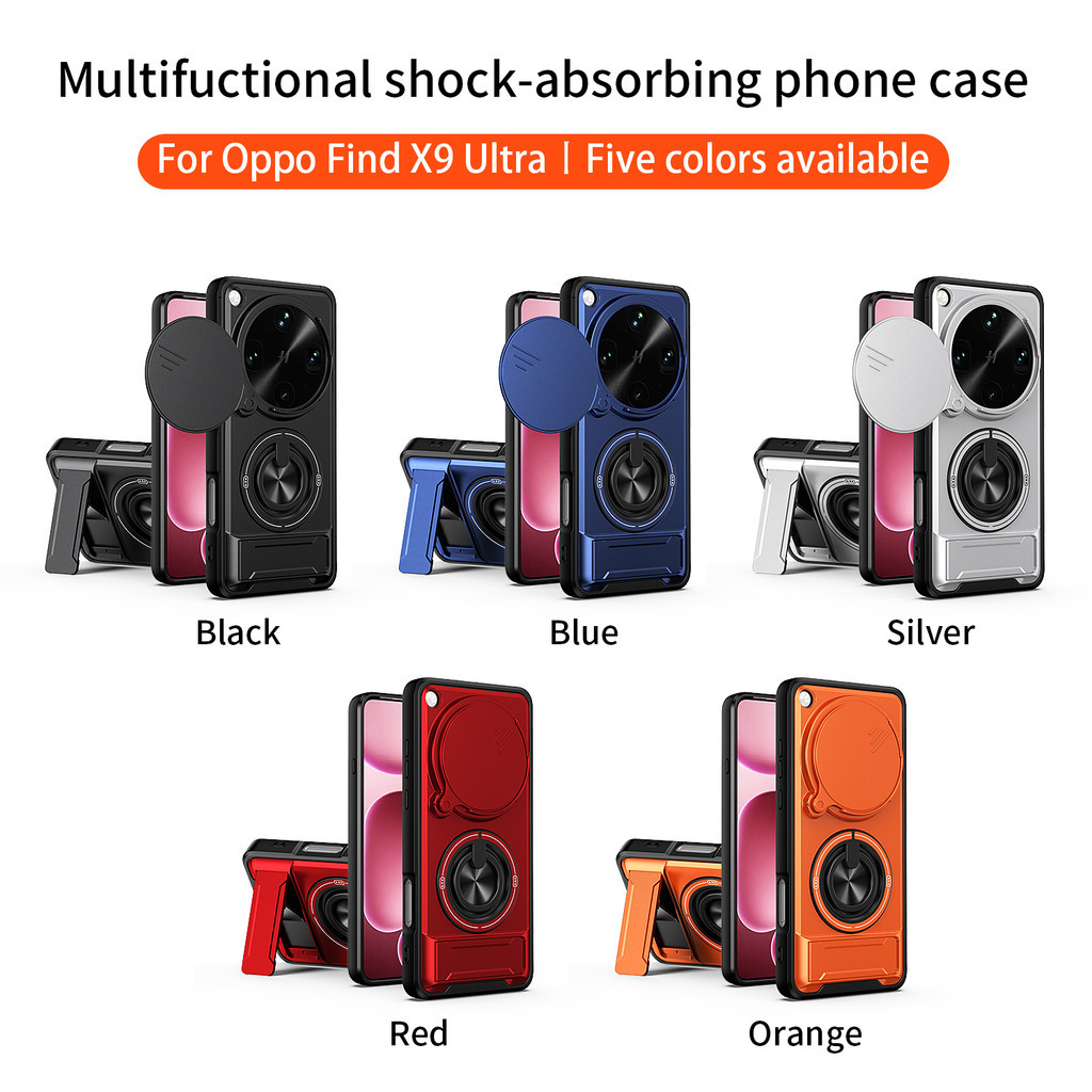 Ốp Điện Thoại Đa Năng Sang Trọng Thích Hợp Cho OPPO Find X9 Ultra X9Pro 5G Dây 360°Giá đỡ vòng có vỏ máy ảnh Vỏ bảo vệ toàn diện chống sốc