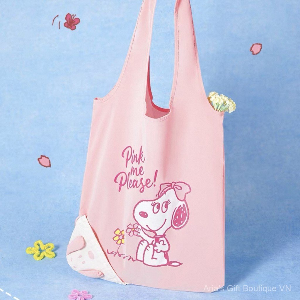 [Aria G-1] Túi Tote Snoopy Màu Hồng Nữ Dung Tích Lớn Hoạt Hình Dễ Thương Một Vai Sinh Viên Di Động ins Phong Cách Di Động