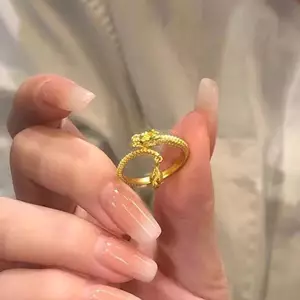 AqToCna Chống Thấm Nước Thoáng Mát Hợp Thời Trang Rồng Mở Đuôi Có Thể Điều Chỉnh Nhẫn Unisex Thời Trang Ngón Tay Dành Cho Nữ Năm Mới Trang Sức Quà Tặng AqToCna
