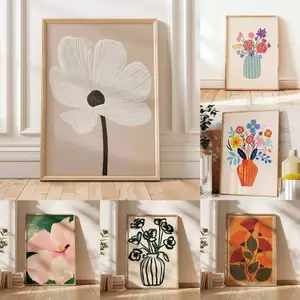 Poster hoa màu be cổ điển Không có khung Tranh Canvas Preppy Trang trí phòng tại nhà