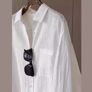 Áo sơ mi dài tay thời trang màu trắng mùa hè kiểu Pháp Áo sơ mi Cardigan dáng rộng mùa hè Áo sơ mi dáng ôm hơn