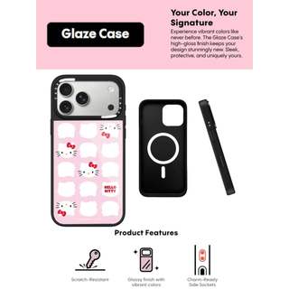 CASECASE X Hello Kitty Màu Hồng Miếng Dán Ốp Lưng Kính Hút Từ Tính Chống Trầy Xước Cho IPhone 17 Air 16 15 14 Pro Max Plus Ốp Lưng Cứng Có Hộp Khắc Logo