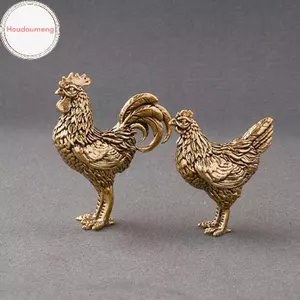 Houdoudou 1 / 2 Chiếc Thu Nhỏ Đồng Gà Trống Và Gà Mái Đồ Trang Trí Đồng Chắc Chắn Gà Trống Tượng Nhỏ Văn Phòng Để Bàn Đồ Trang Trí Trà Đồ Trang Trí Thú Cưng VN