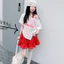 Váy chấm bi màu đỏ cho bé gái Phiên bản Hàn Quốc Mùa hè Phong cách mới cho trẻ em Váy ngắn ren thời trang eo cao