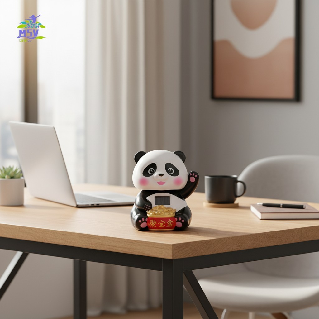 Chạy bằng năng lượng mặt trời Gấu trúc gợn sóng Trang trí bàn làm việc văn phòng Thành Đô Bảo tàng Tứ Xuyên-Souvenir