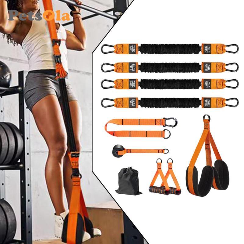 Bộ dây co giãn kháng lực với tay cầm tựa đầu gối để tập luyện sức mạnh thanh kéo lên tại nhà
