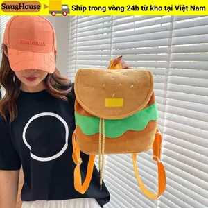 Ba lô Hamburger SNUGHOUSE, Túi đi học có dây rút có thể điều chỉnh dung tích lớn, Ba lô ba lô cha mẹ và con cái hoạt hình sáng tạo Người lớn