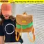 Ba lô Hamburger SNUGHOUSE, Túi đi học có dây rút có thể điều chỉnh dung tích lớn, Ba lô ba lô cha mẹ và con cái hoạt hình sáng tạo Người lớn
