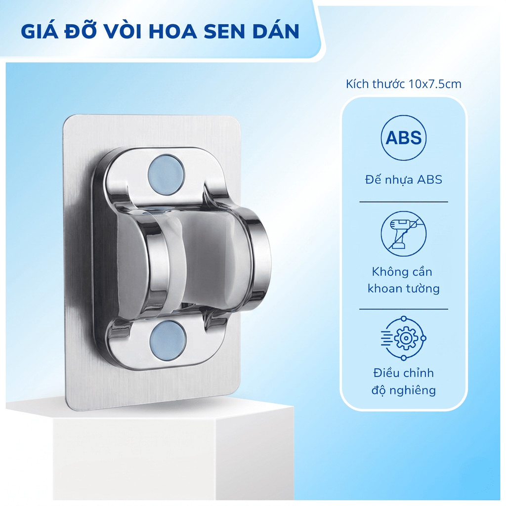 Giá Đỡ Vòi Hoa Sen LUX Dán Tường Cố Định Nhựa ABS – Chống Nước, Siêu Chịu Lực, Không Khoan Tường