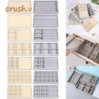 [CRUSH] Hộp đựng đồ trang sức nhung, Khay trưng bày vòng cổ nhung có thể xếp chồng lên nhau, Hộp đựng bông tai Vòng cổ vòng tay