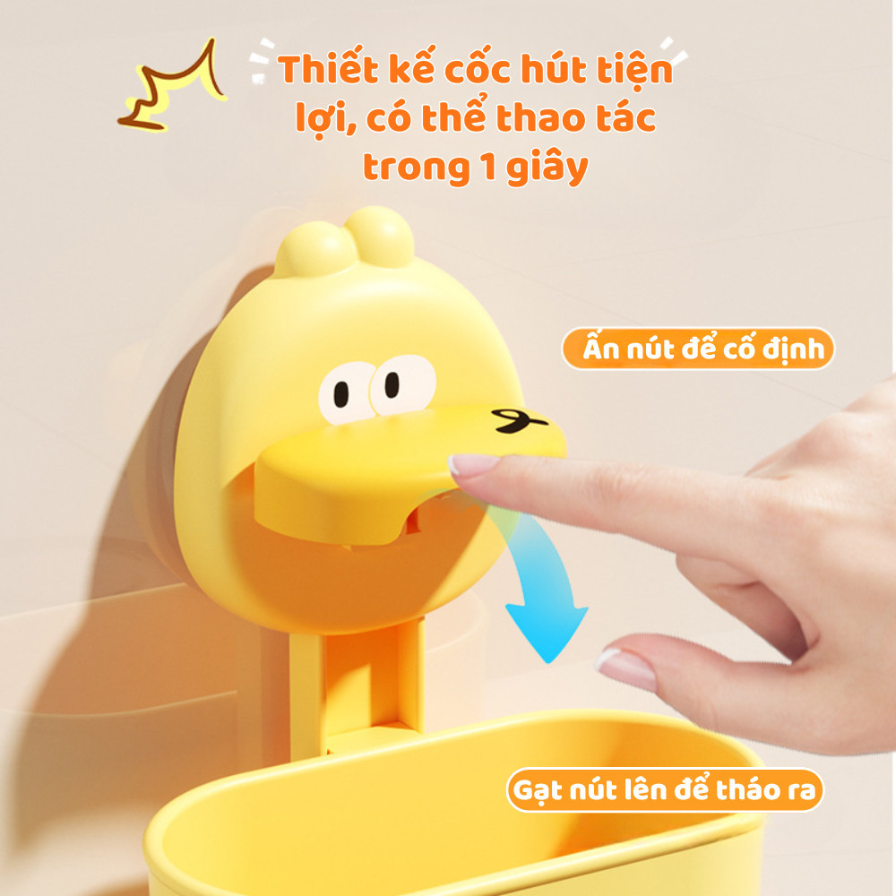 Giá Để Bàn Chải Đánh Răng HomeMate Hoạt Hình Dễ Thương – Kệ Nhà Tắm Gắn Tường Có Cốc Úp & Lỗ Thoát Nước