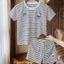Sét Bộ Kẻ In Hình Hello Kitty Chất vải thun Mát, Năng Động Ngày Hè .( Có Lẻ Quần )