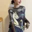 Áo thun dài tay in hình hoạt hình Milyfashion Mùa hè mỏng xuyên thấu gạc chống nắng Slimer Look All-