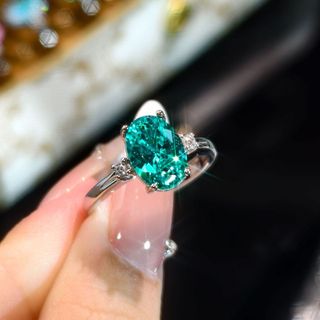 Châu Âu Mỹ ins Phong Cách Mới Nhẫn Zircon Nhiều Màu Sắc Nữ
