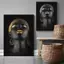 Người phụ nữ châu Phi cầm poster vàng bạc không khung tranh canvas trang trí tường phòng khách