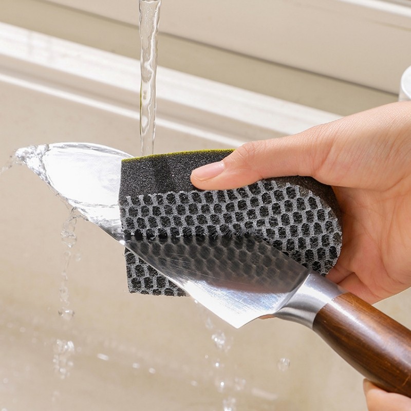 Bọt biển làm sạch hai mặt hình chữ U đa năng cho chậu rửa bát nhà bếp