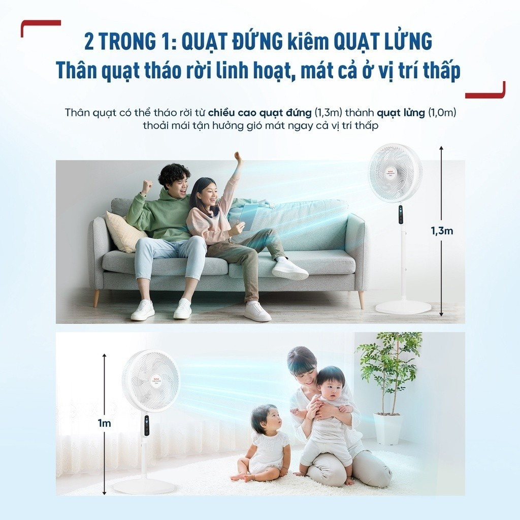 Quạt đứng Tefal Turbo Silence Plus VH689690 - 80W - Với 3 mức gió - Bảo hành chính hãng 24 tháng