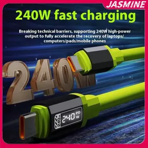 Cáp sạc nhanh JASMINE 240W 1.5m USB Type-C sang Type-C với màn hình nguồn thời gian thực cho doanh nhân Thiết bị di động học sinh JASMINE