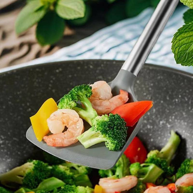 Phu Silicone đồ dùng nhà bếp gỗ xử lý không dính nồi đồ dùng nhà bếp nấu ăn chịu nhiệt súp muỗng mì ống chao xẻng VN