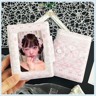 [COD] Album thẻ LEAFYHOME, Mini 3 Inch với 16 trang bên trong Chất kết dính Photocard, Album thẻ sưu tập Pink Love Bow PVC Idol Card Collect Book