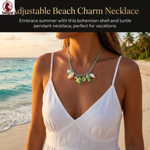Vòng cổ bện đầy màu sắc Bohemian - Vỏ Sao biển Mặt dây chuyền cá gốm Trang sức mùa hè
