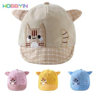 Mũ HOBBYIN Bé Trai Grils, Mũ Bóng Chày Cotton Mềm Mại Cho Bé, Họa Tiết Mèo Hoạt Hình Hàn Quốc 6-36 Tháng Trẻ Em Đạt Đỉnh Mũ